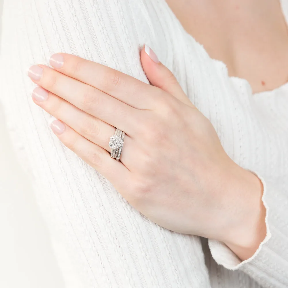 1/3 Carat Diamond 2 Ring Bridal Set in Sterling Silver