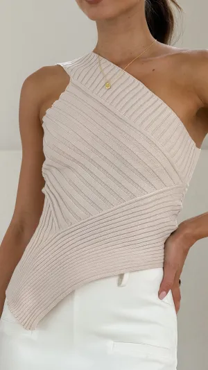 Alyssia One Shoulder Top - Beige