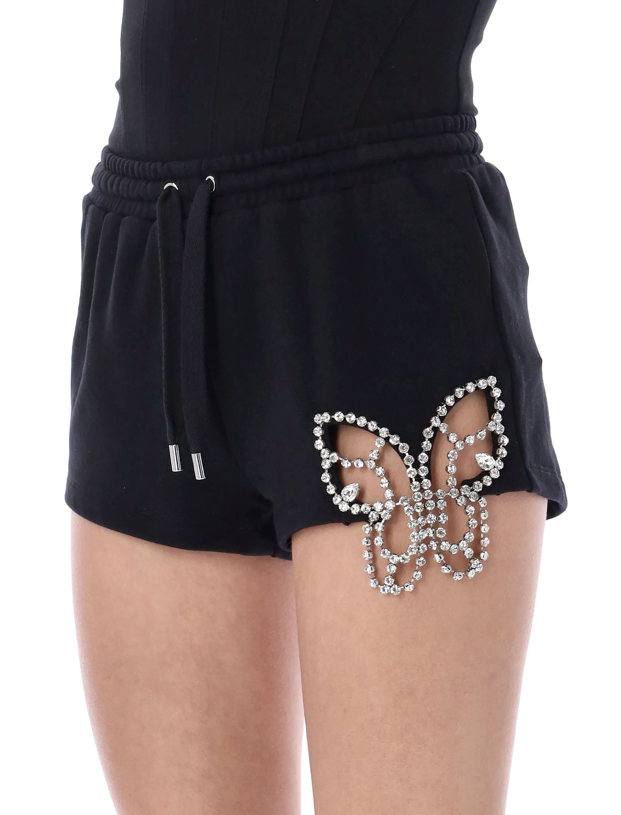 Area Butterfly Embellished Drawstring Shorts