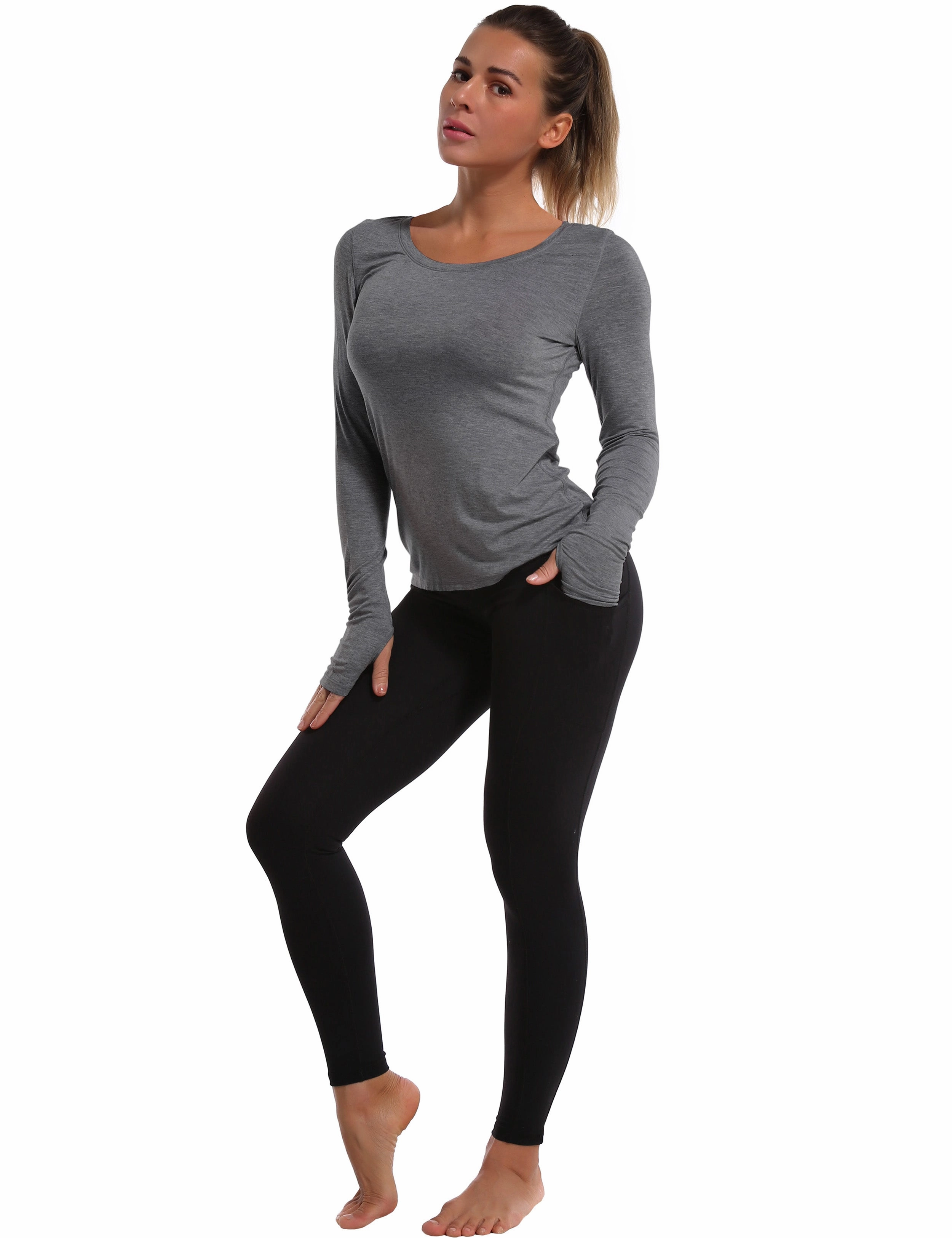 Athlete Long Sleeve Tops heathercharcoal_Tall Size