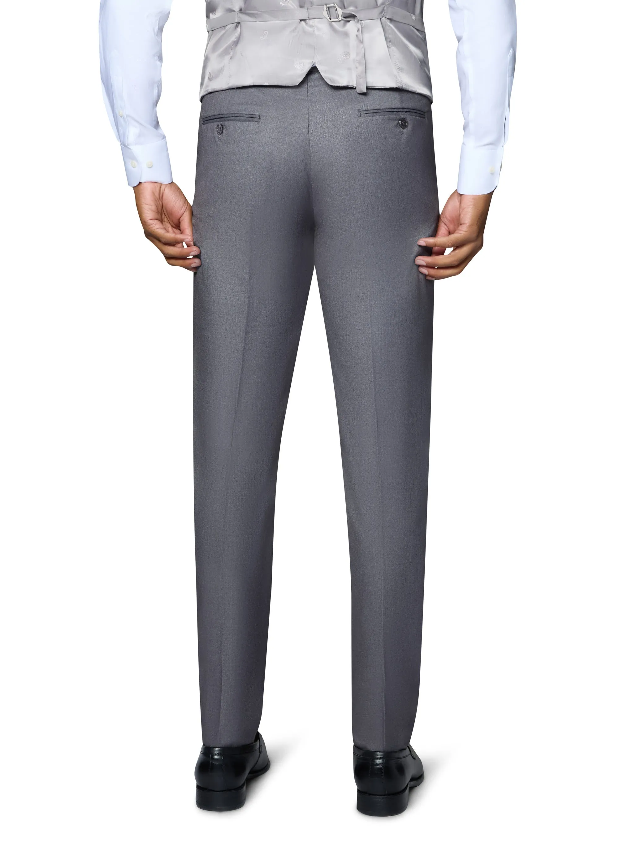 Bergamo Orange Solid Slim Fit Pants - Medium Grey