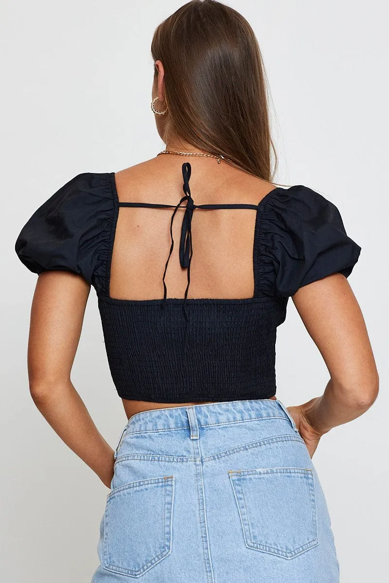Black Crop Top Short Sleeve