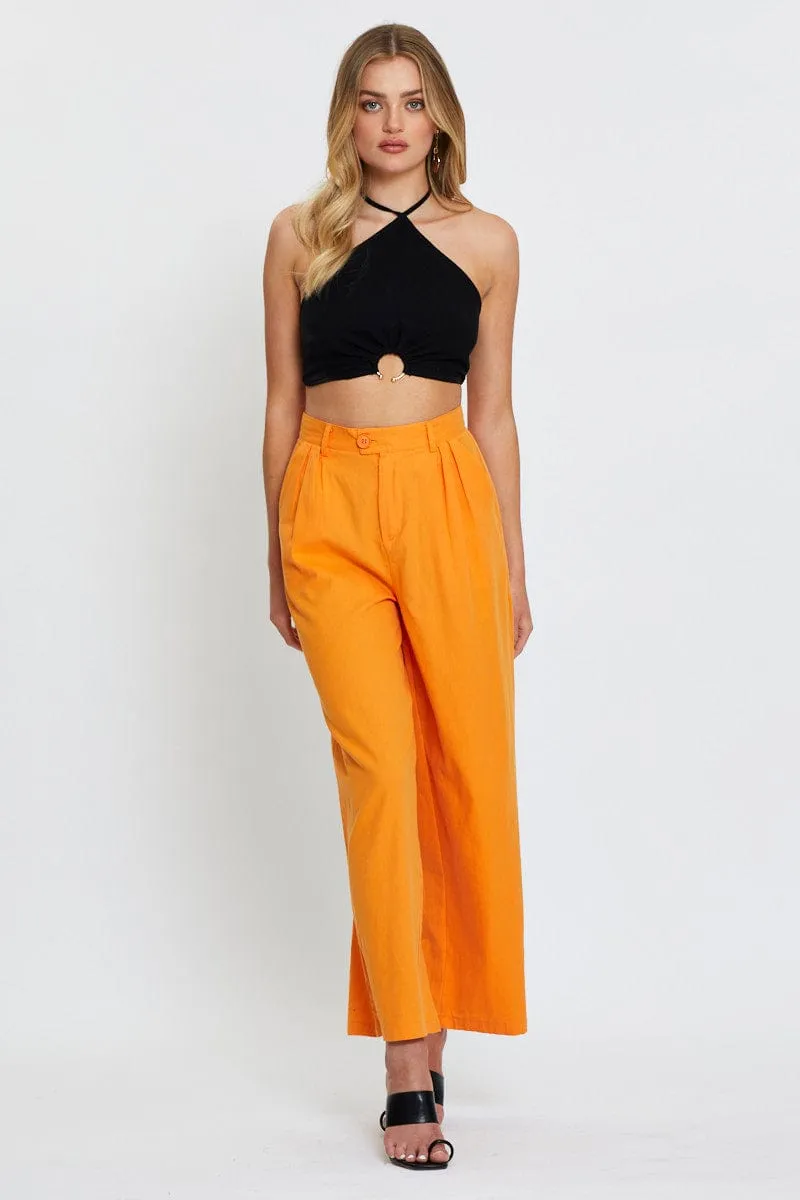 Black Crop Top Sleeveless Halter