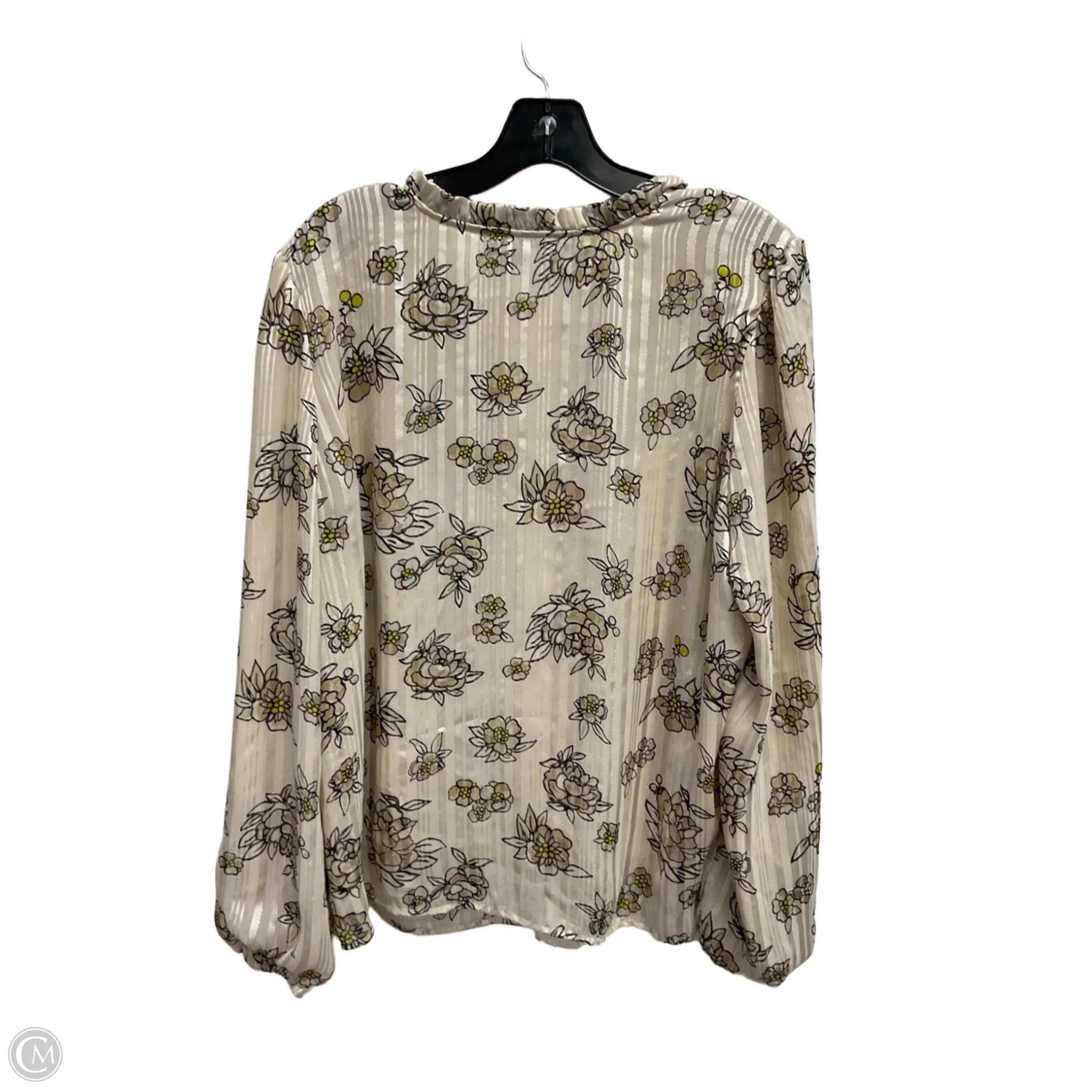 Blouse Long Sleeve By Ann Taylor In Floral Print, Size: Xl