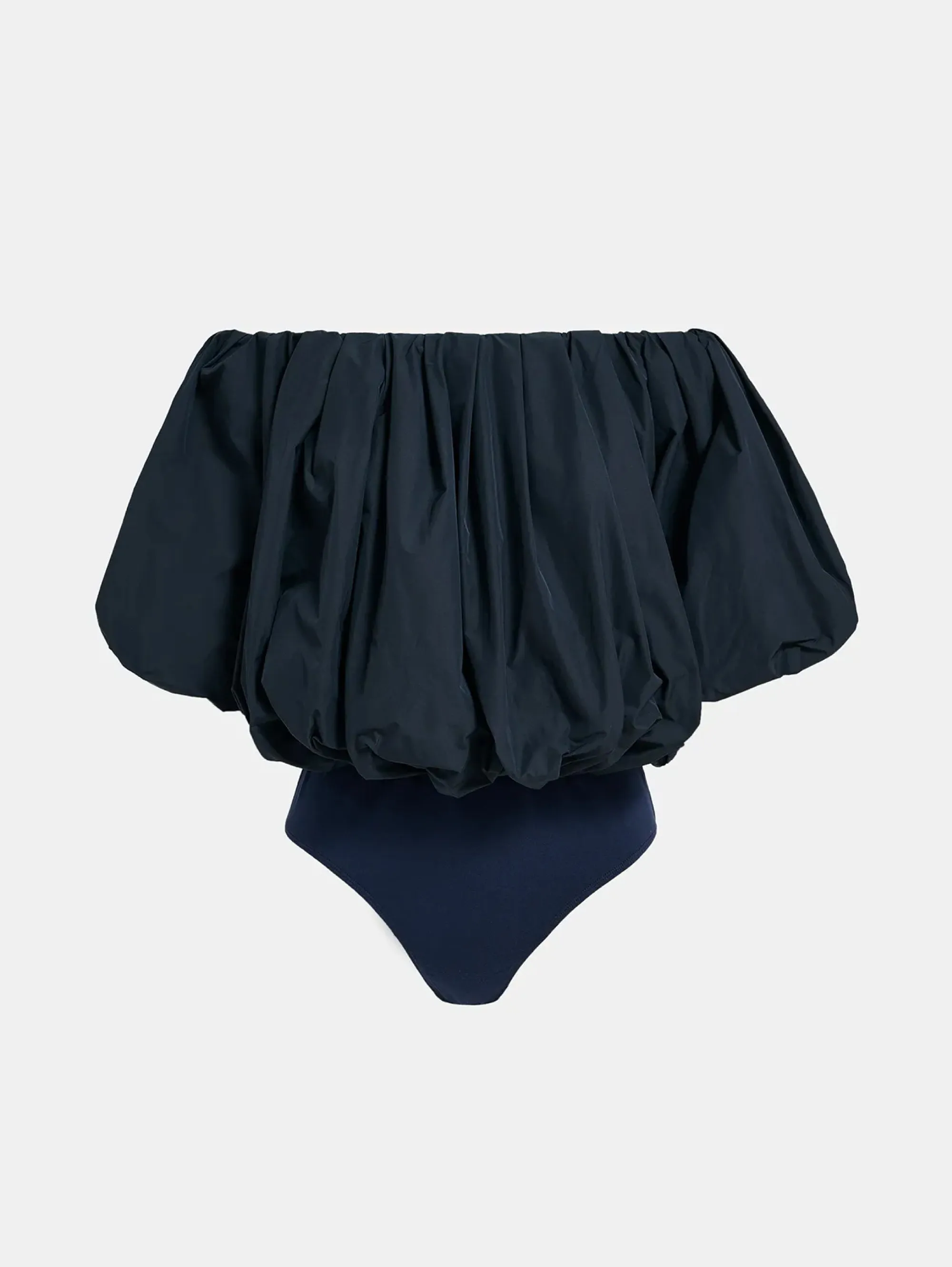 Blue Bardot Neck Bodysuit