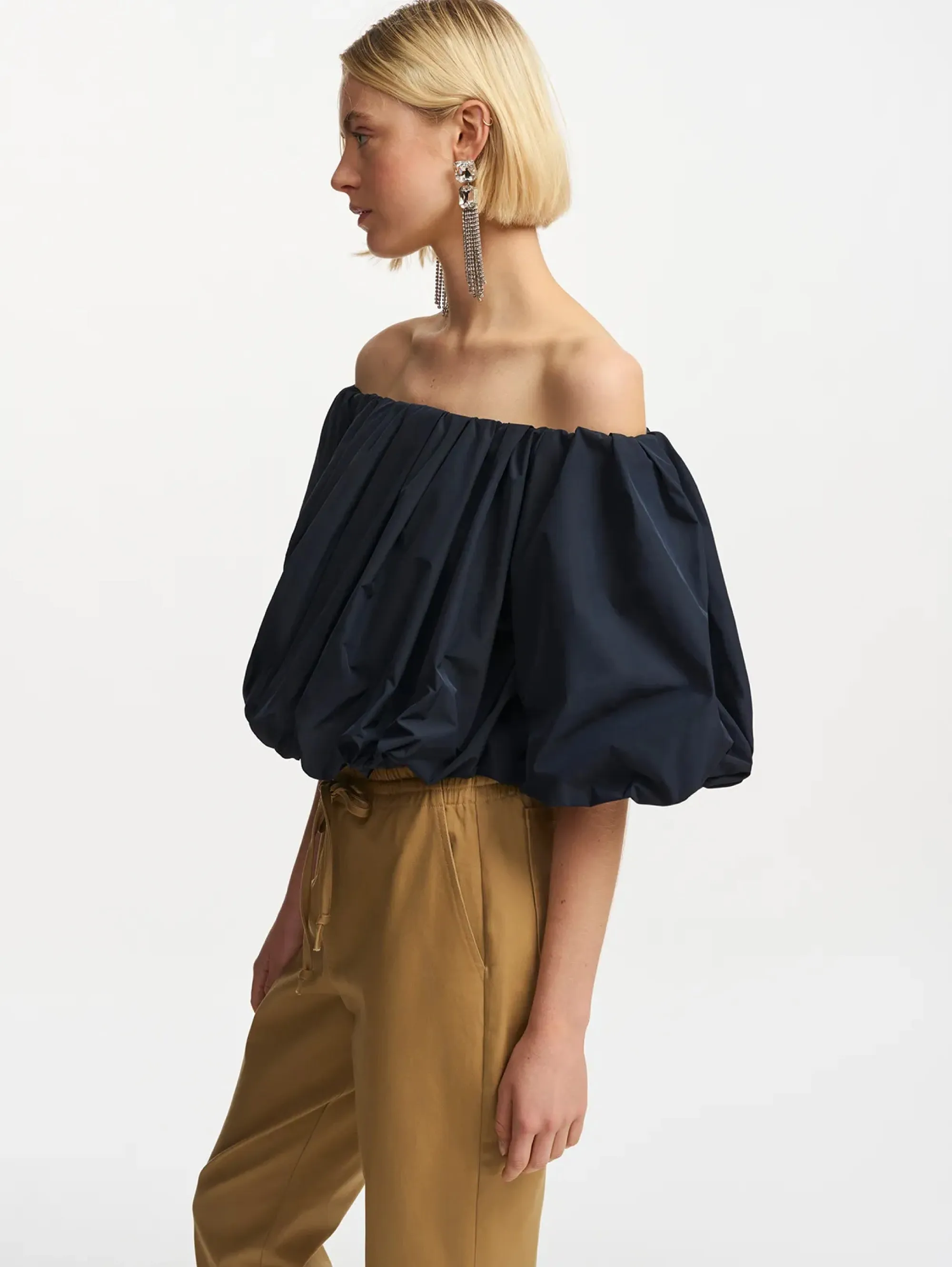 Blue Bardot Neck Bodysuit