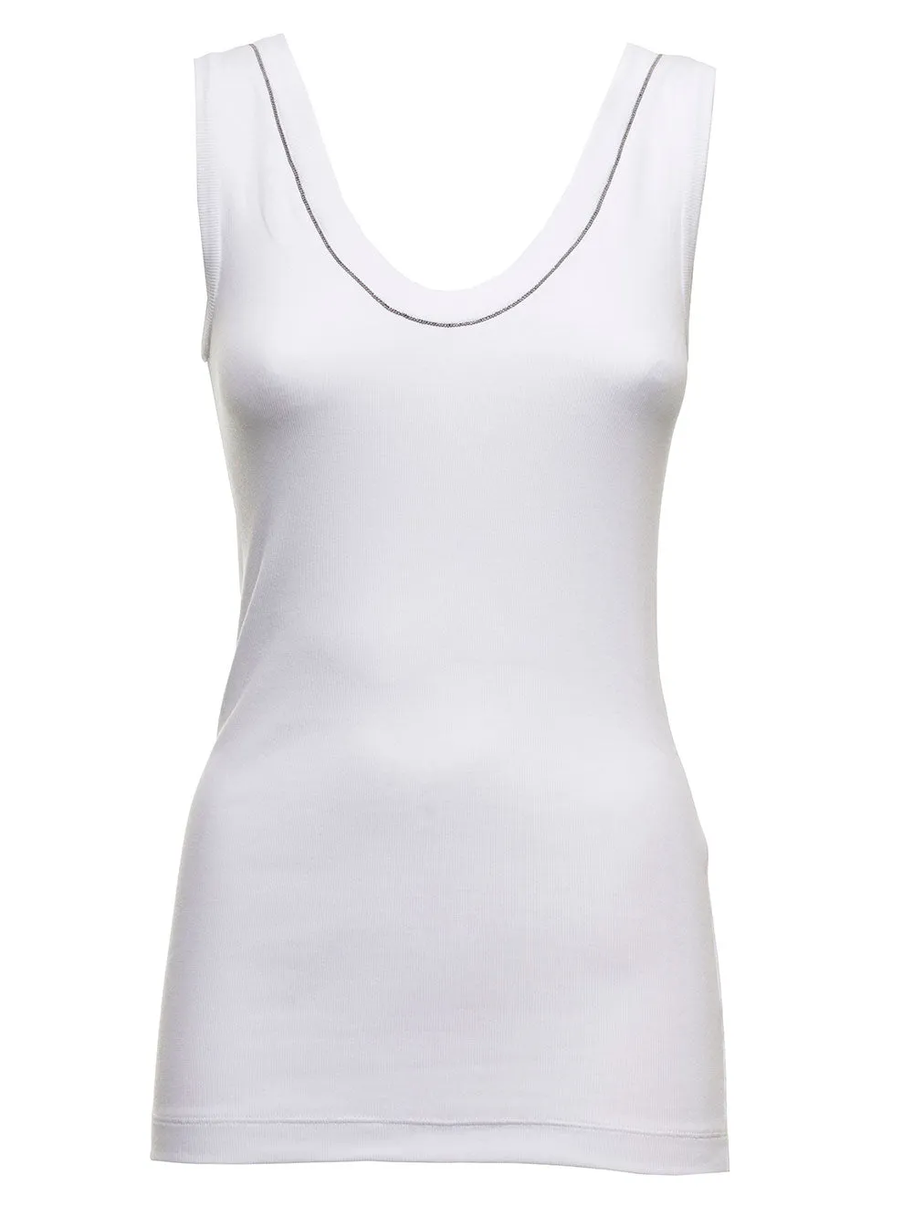 Brunello Cucinelli U-Neck Embellished Tank Top