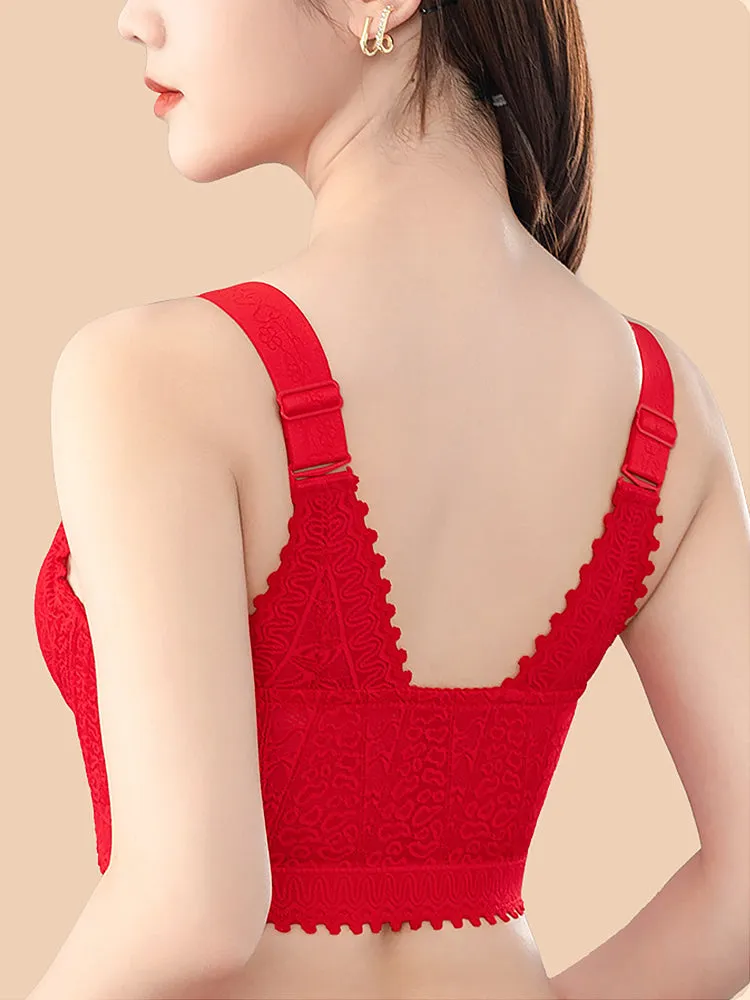 Comfort Front Closure Wire-Free Minimizer Bra and Panty Sets