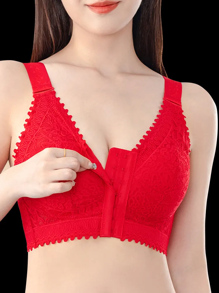 Comfort Front Closure Wire-Free Minimizer Bra and Panty Sets