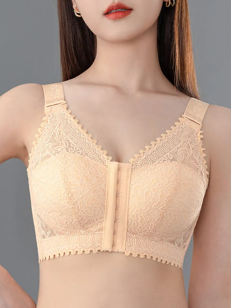 Comfort Front Closure Wire-Free Minimizer Bra and Panty Sets
