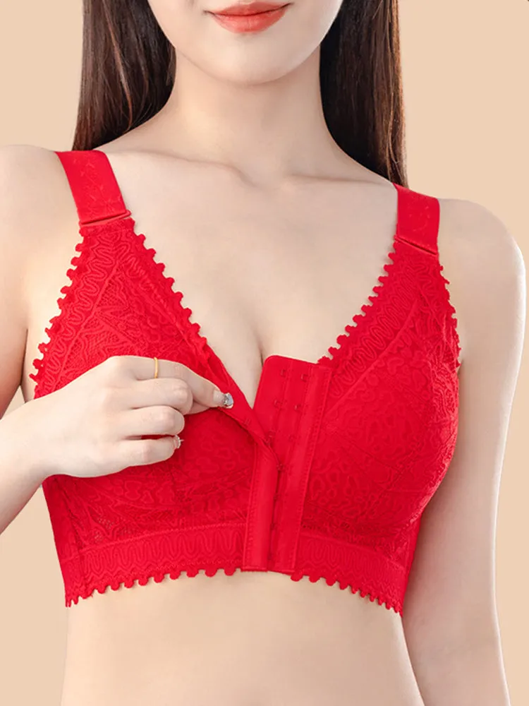 Comfort Front Closure Wire-Free Minimizer Bra and Panty Sets