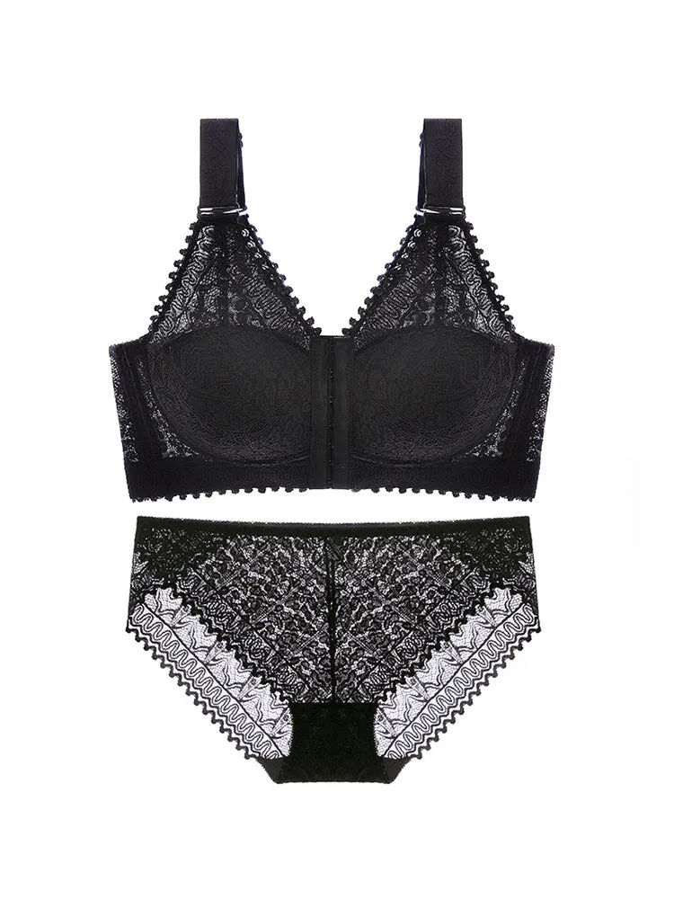 Comfort Front Closure Wire-Free Minimizer Bra and Panty Sets
