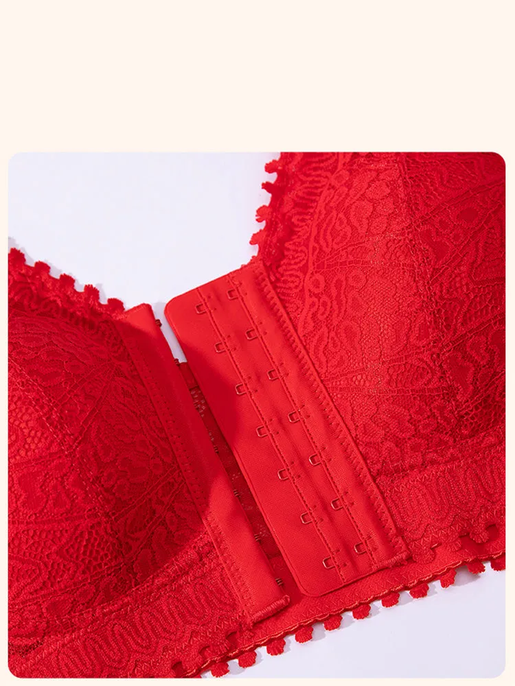 Comfort Front Closure Wire-Free Minimizer Bra and Panty Sets