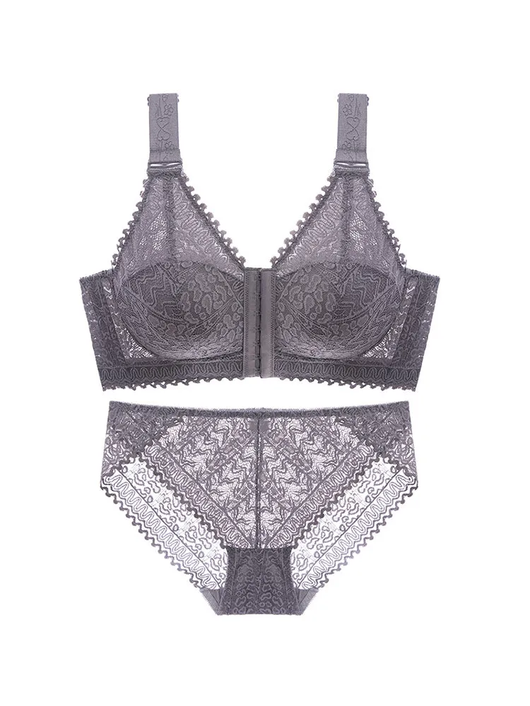 Comfort Front Closure Wire-Free Minimizer Bra and Panty Sets
