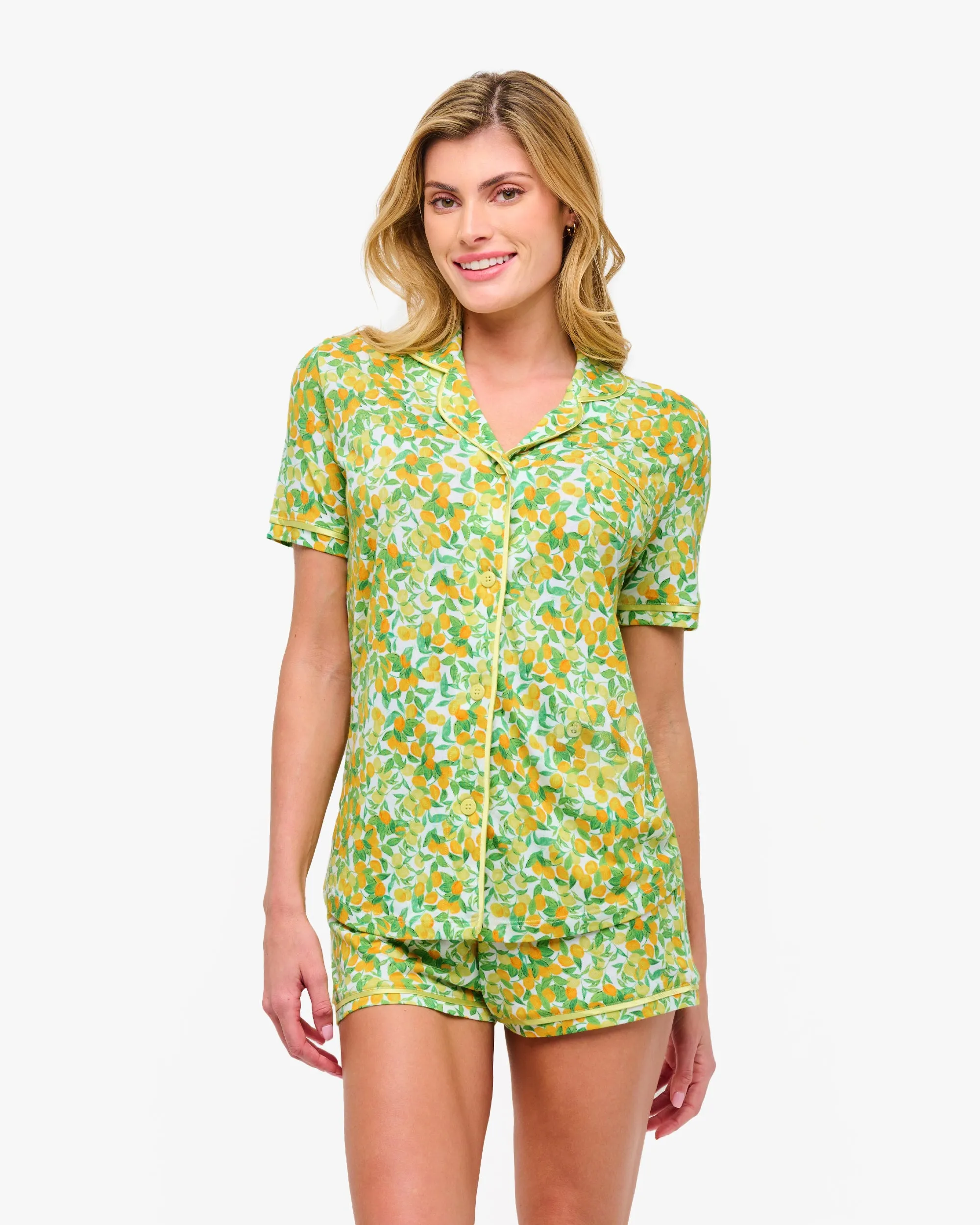 Conjunto De Pijama Con Camisa De Manga Corta Y Pantalones Cortos