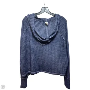 Cowl Neck Waffle Knit Top Long Sleeve By We The Free In Navy, Size: M
