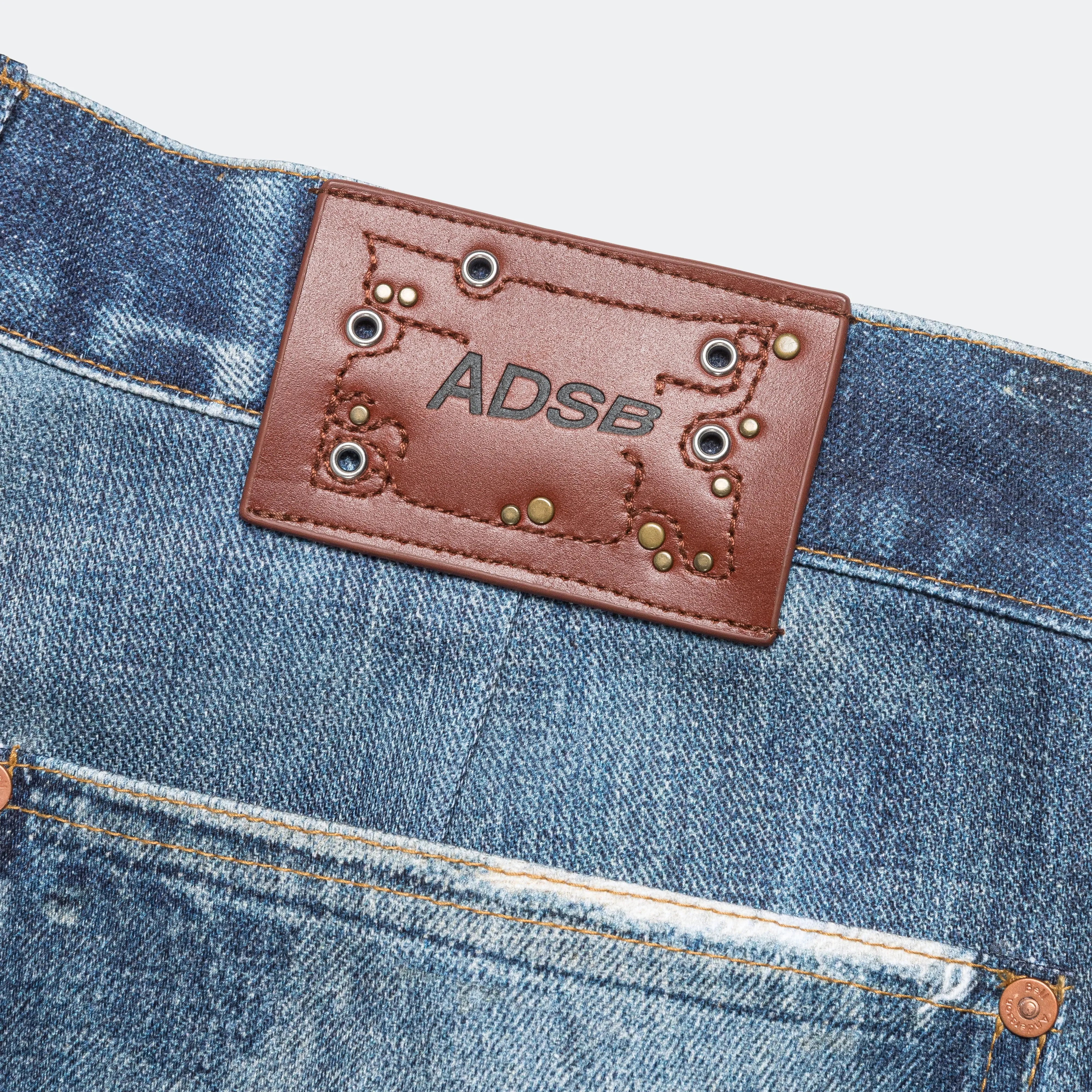 Denim Double Knee Shorts - Blue