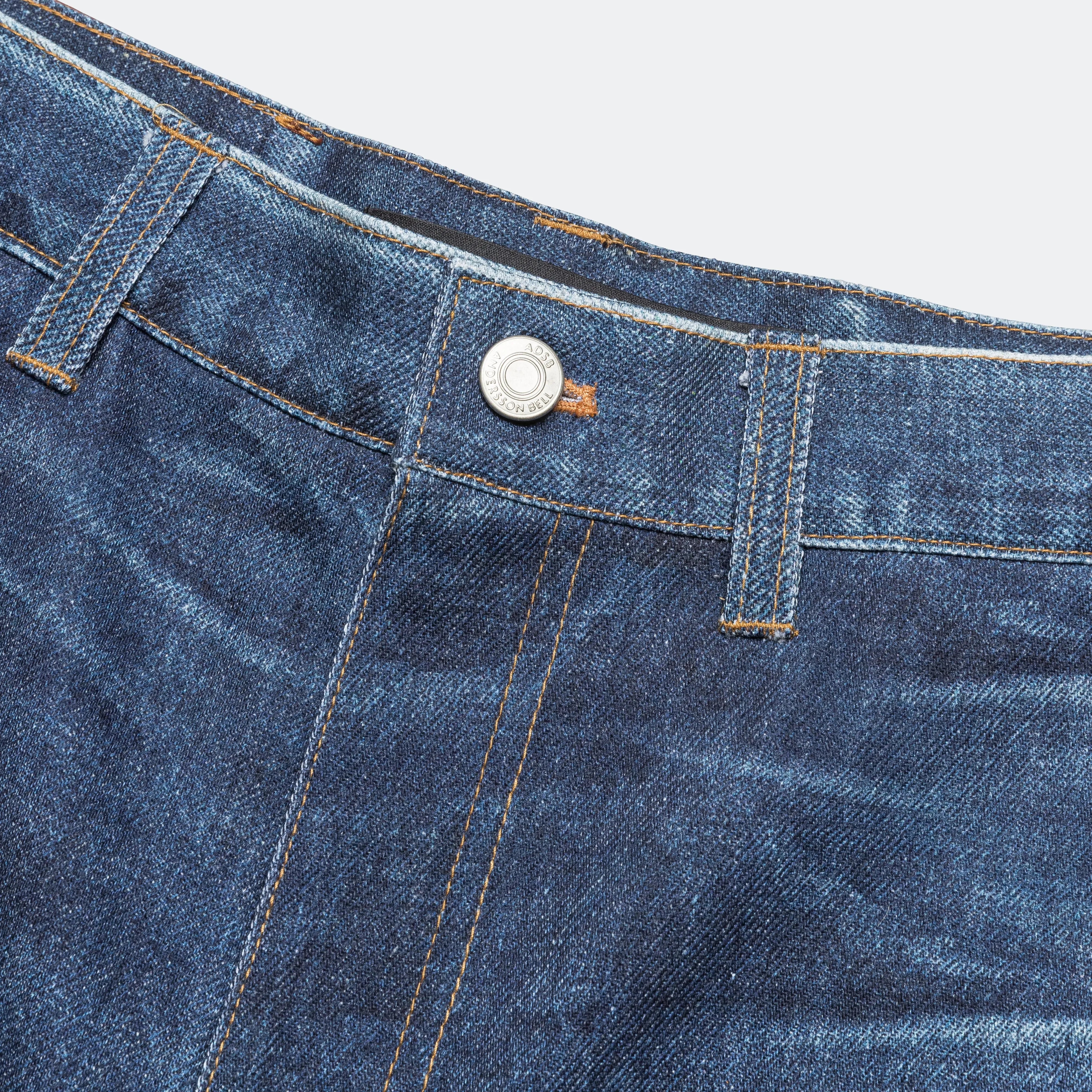 Denim Double Knee Shorts - Blue