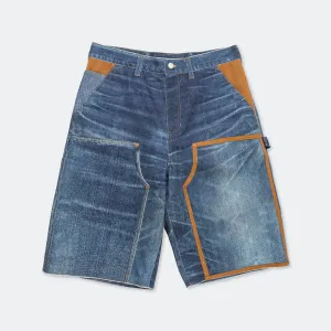 Denim Double Knee Shorts - Blue