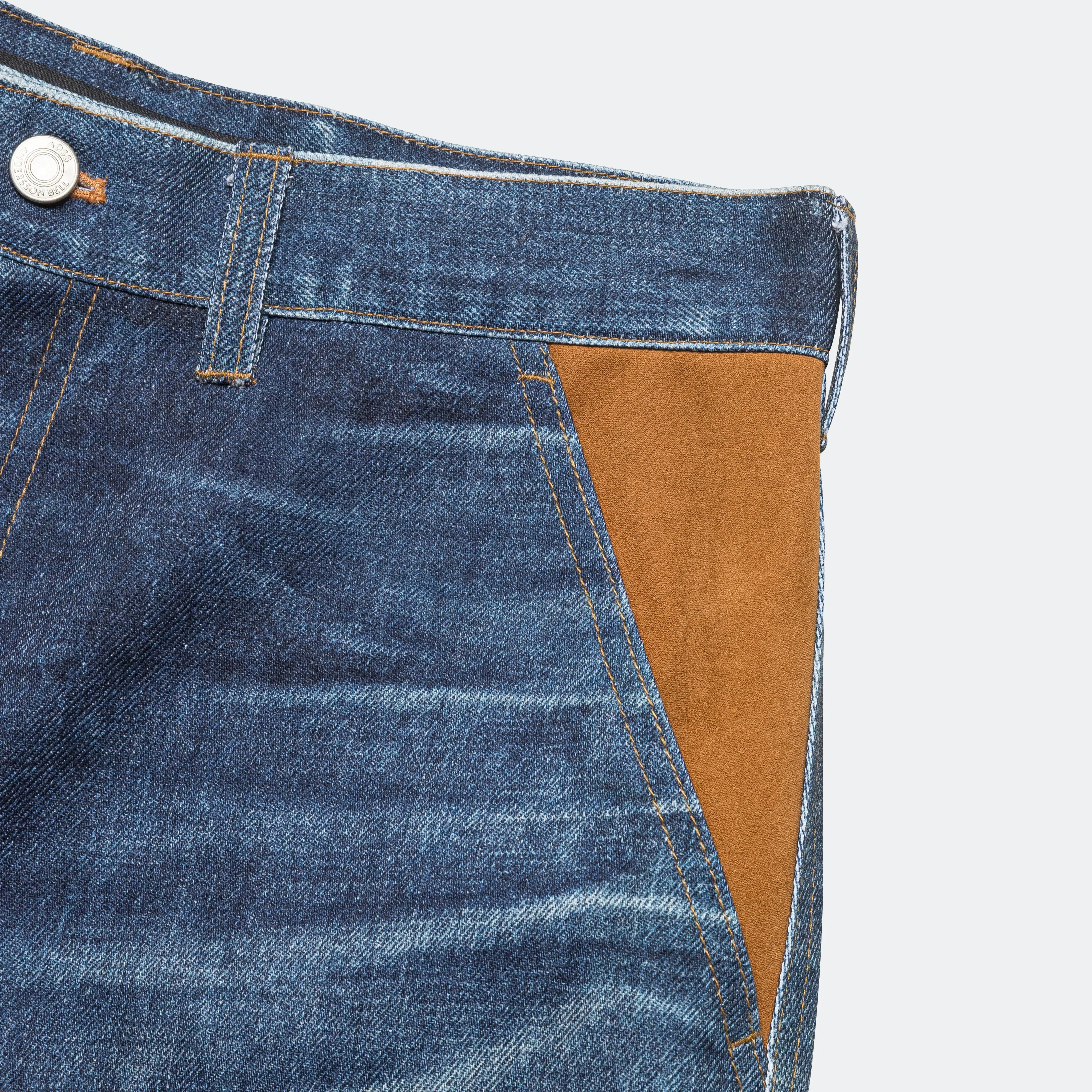 Denim Double Knee Shorts - Blue