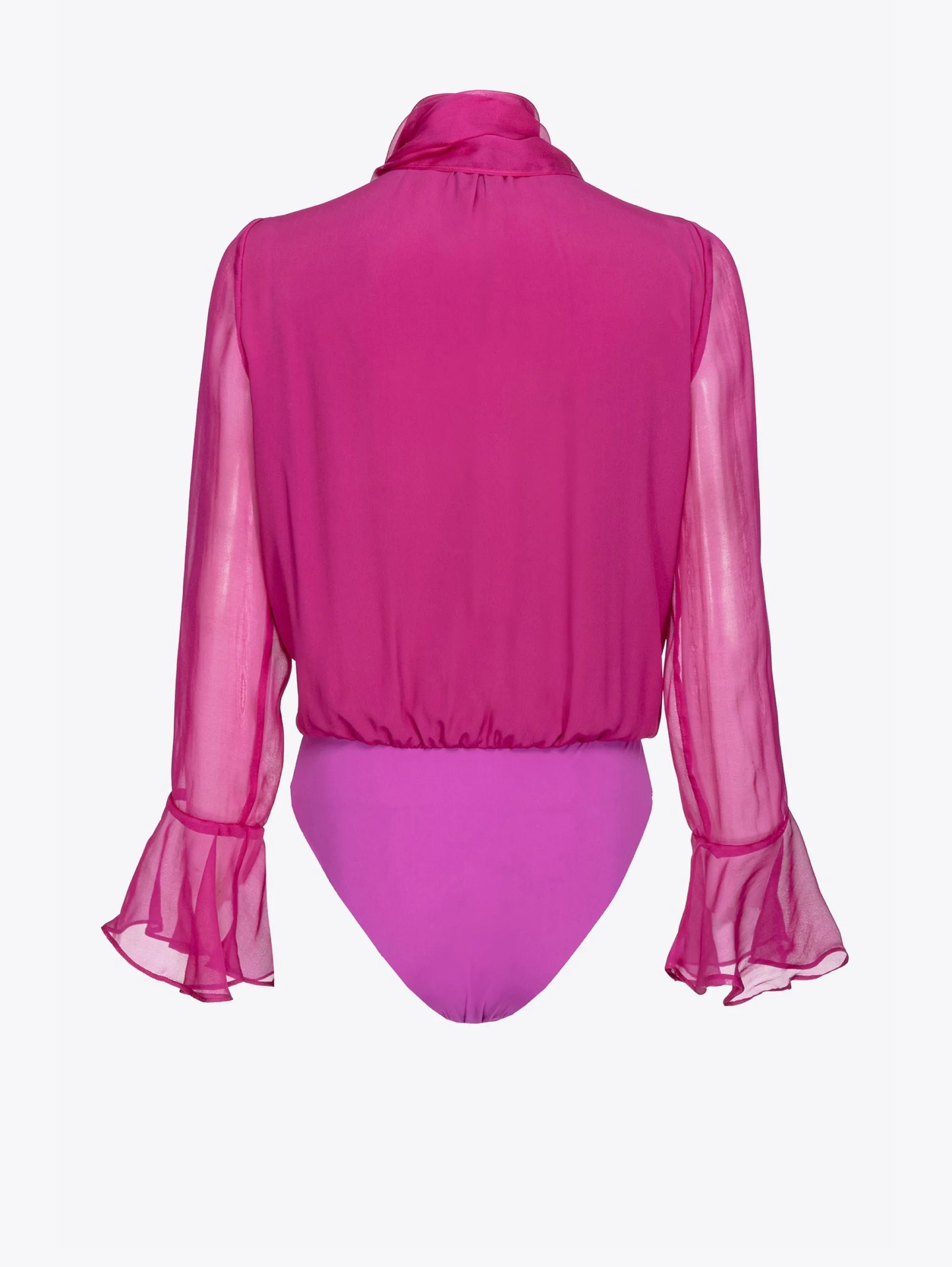 Draped Bodysuit in Purple Chiffon