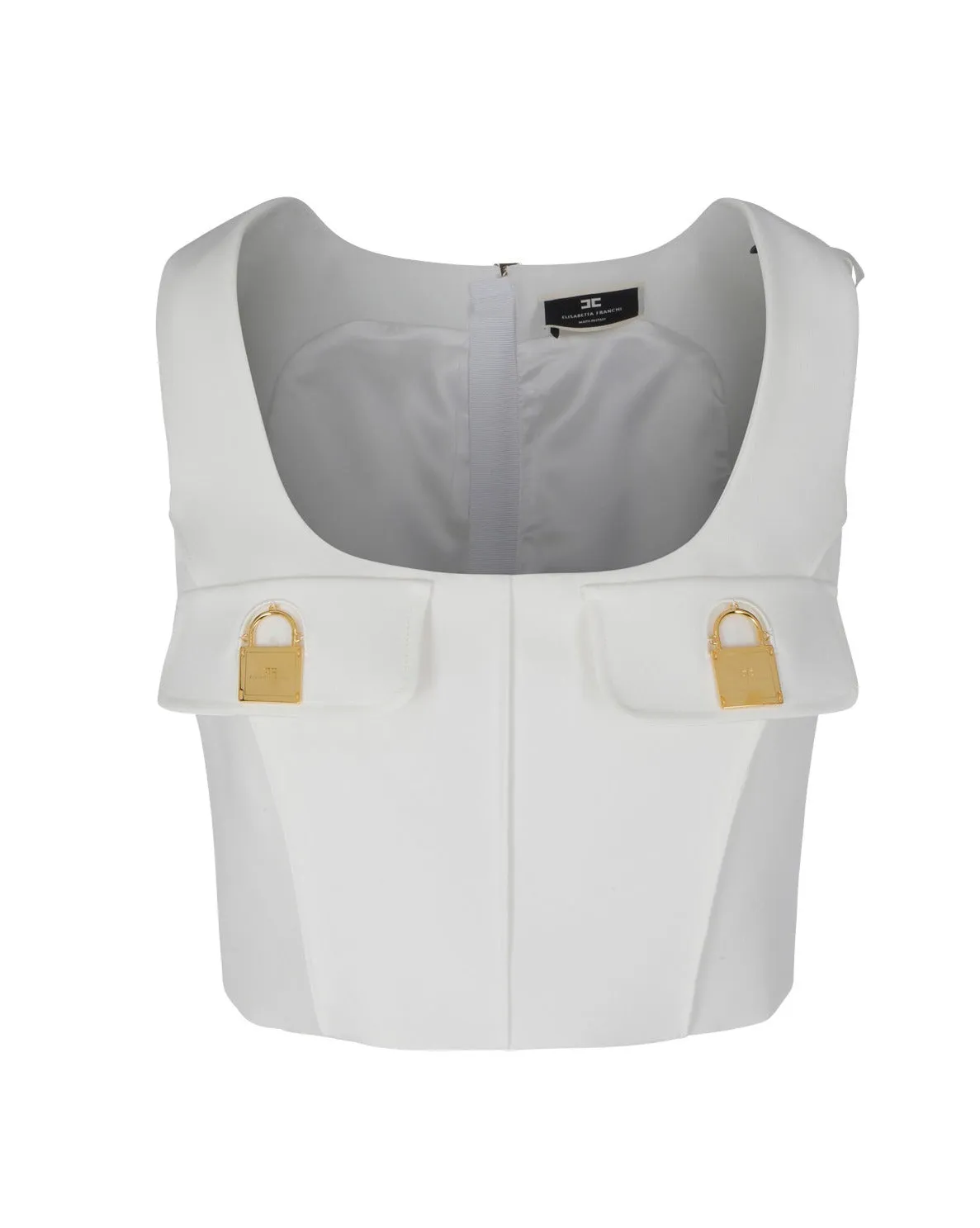 Elisabetta Franchi Panelled Square-Neck Cropped Top