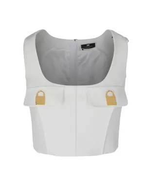 Elisabetta Franchi Panelled Square-Neck Cropped Top