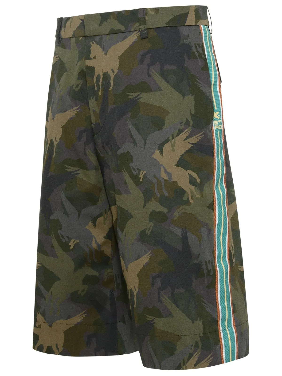 Etro Camouflage-Printed Side Striped Bermuda Shorts