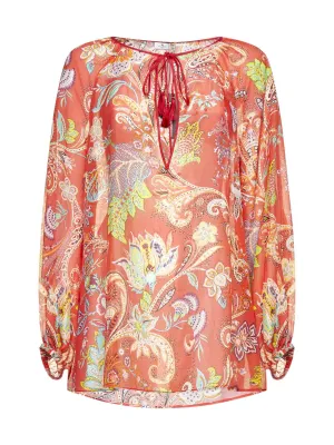 Etro Paisley Print Keyhole Neck Blouse