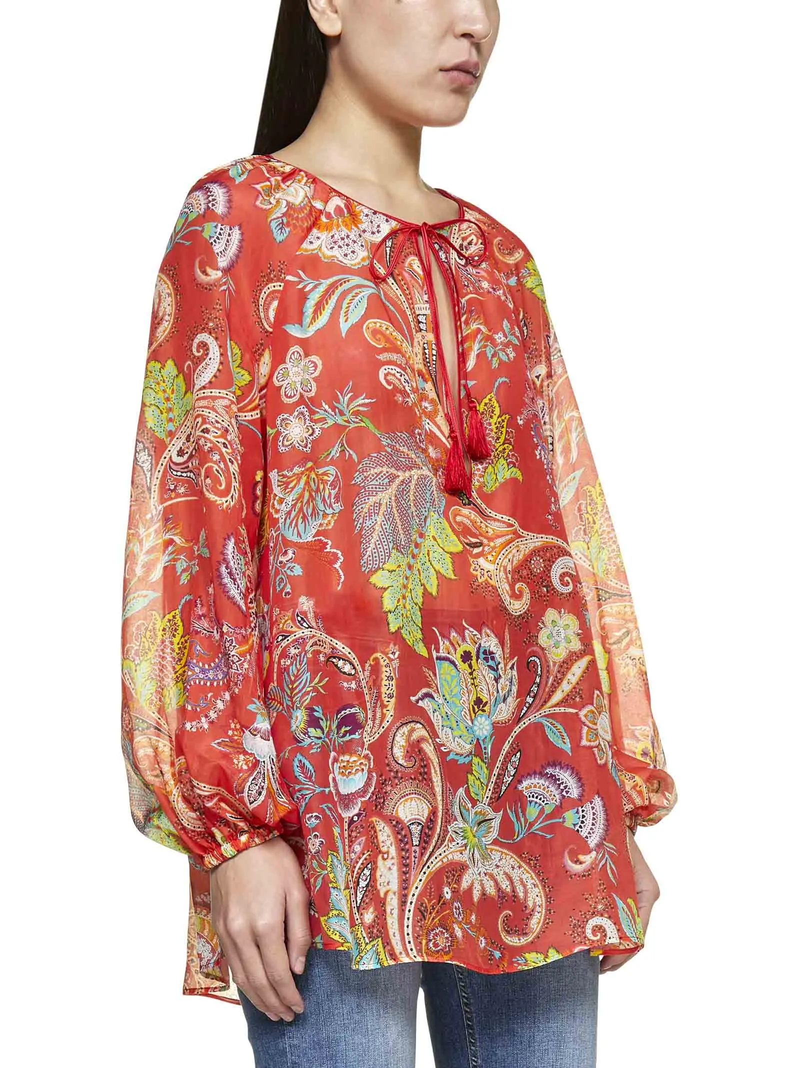 Etro Paisley Print Keyhole Neck Blouse