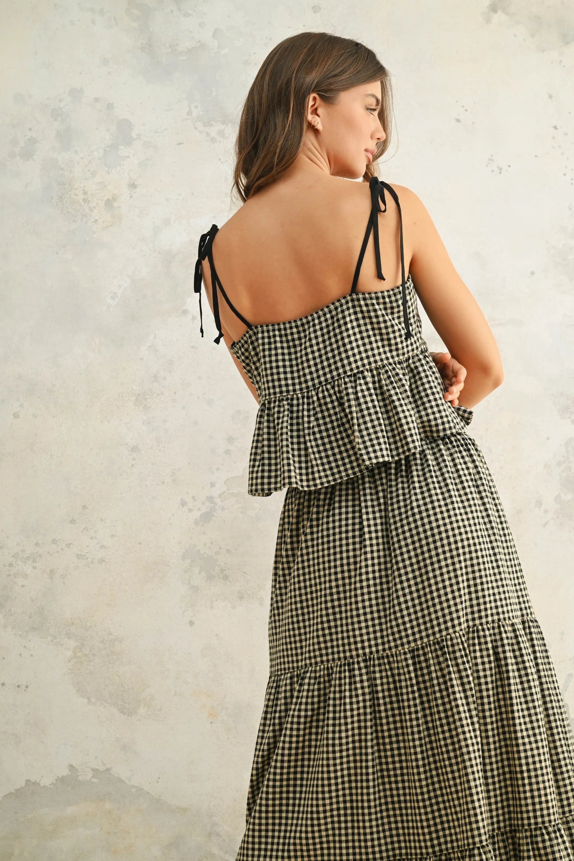 GINGHAM TIE TOP