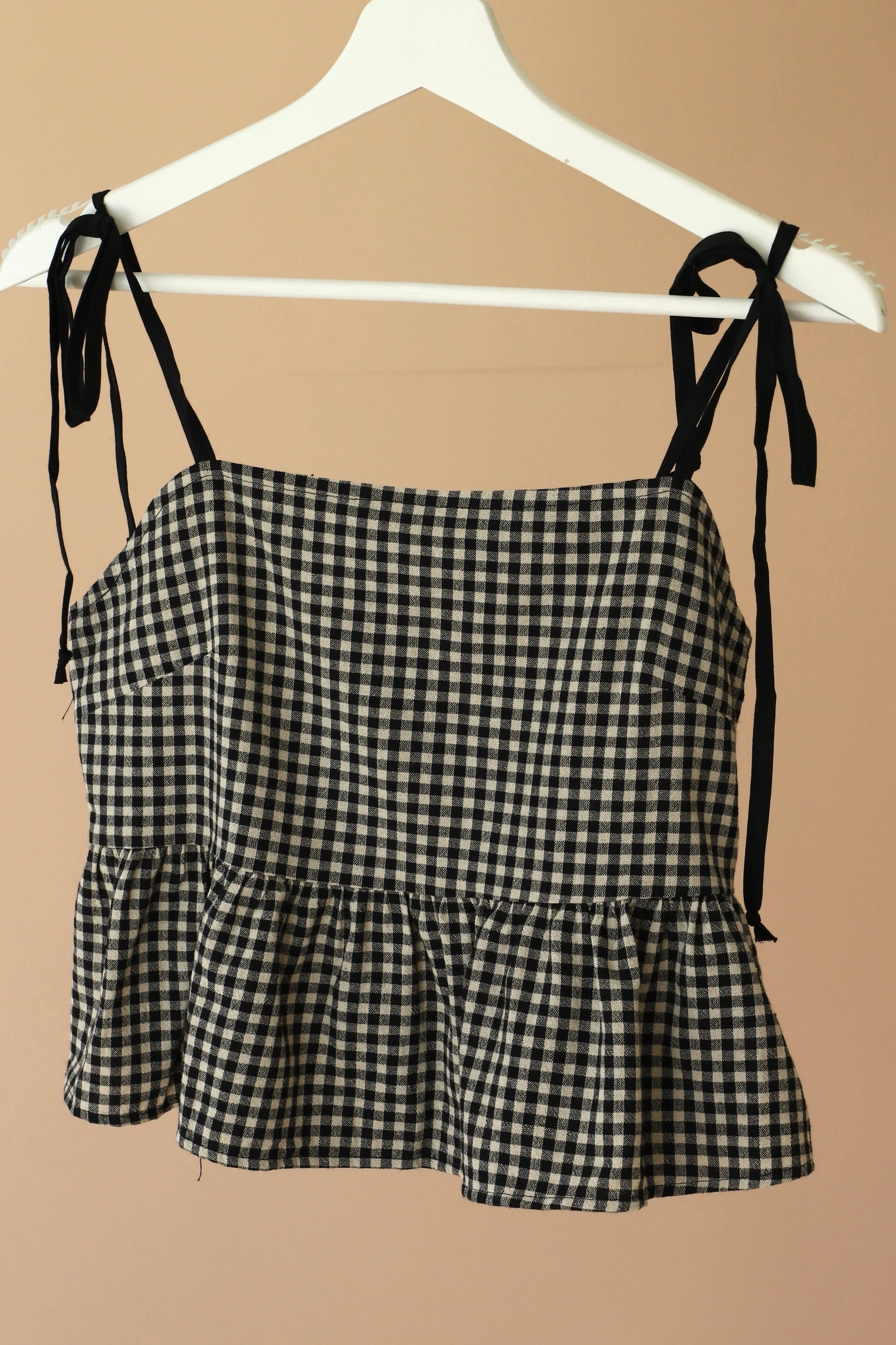 GINGHAM TIE TOP