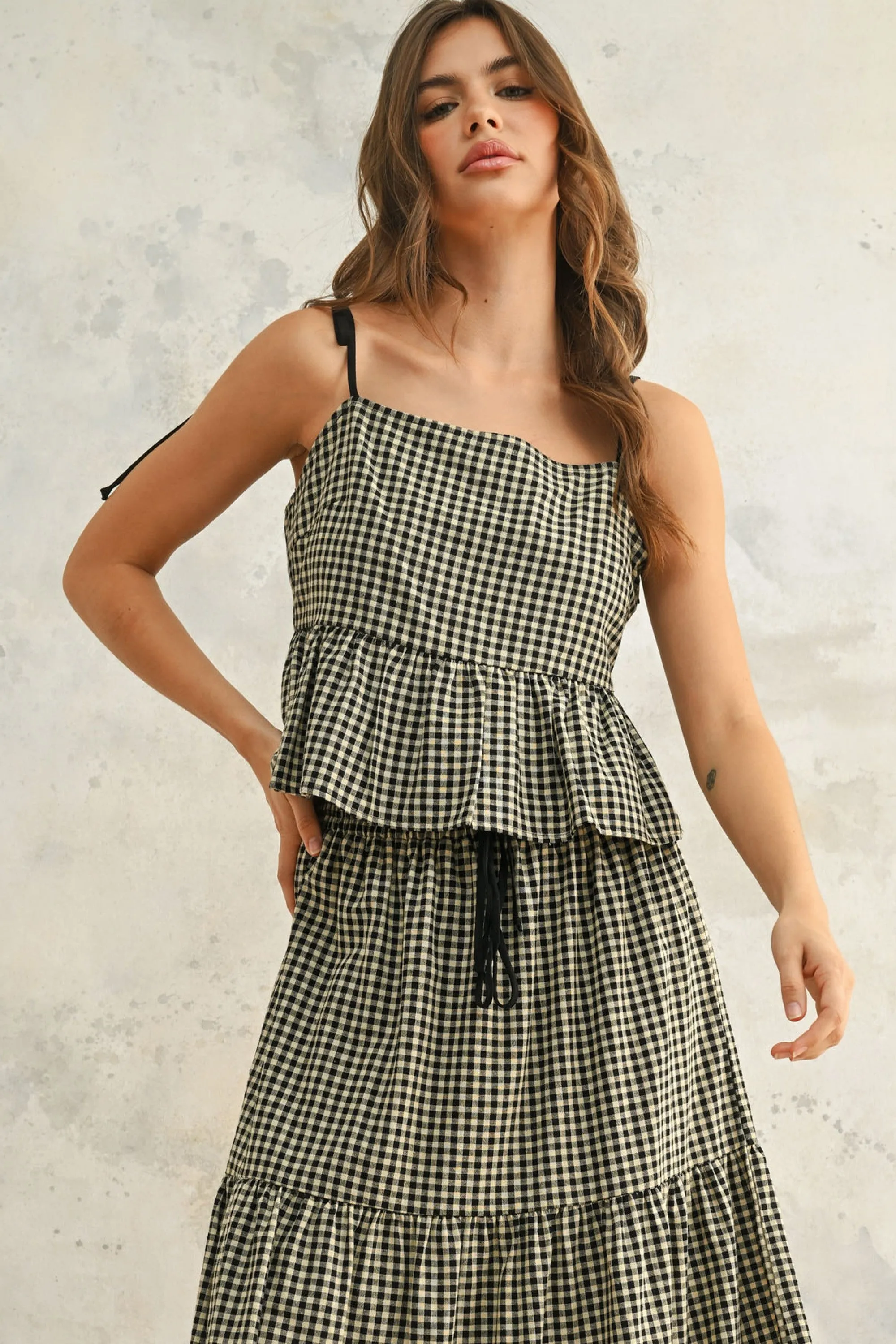 GINGHAM TIE TOP