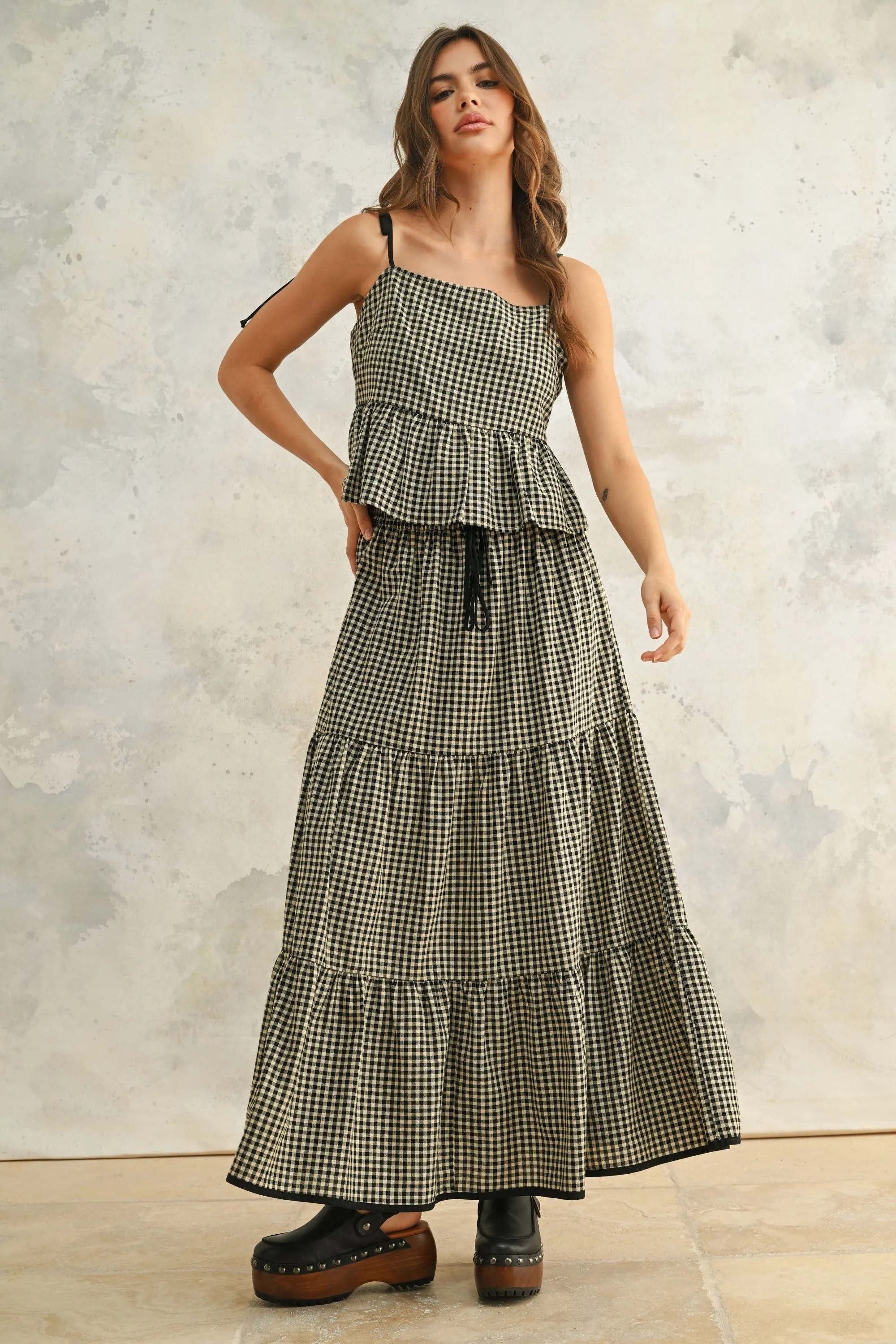 GINGHAM TIE TOP