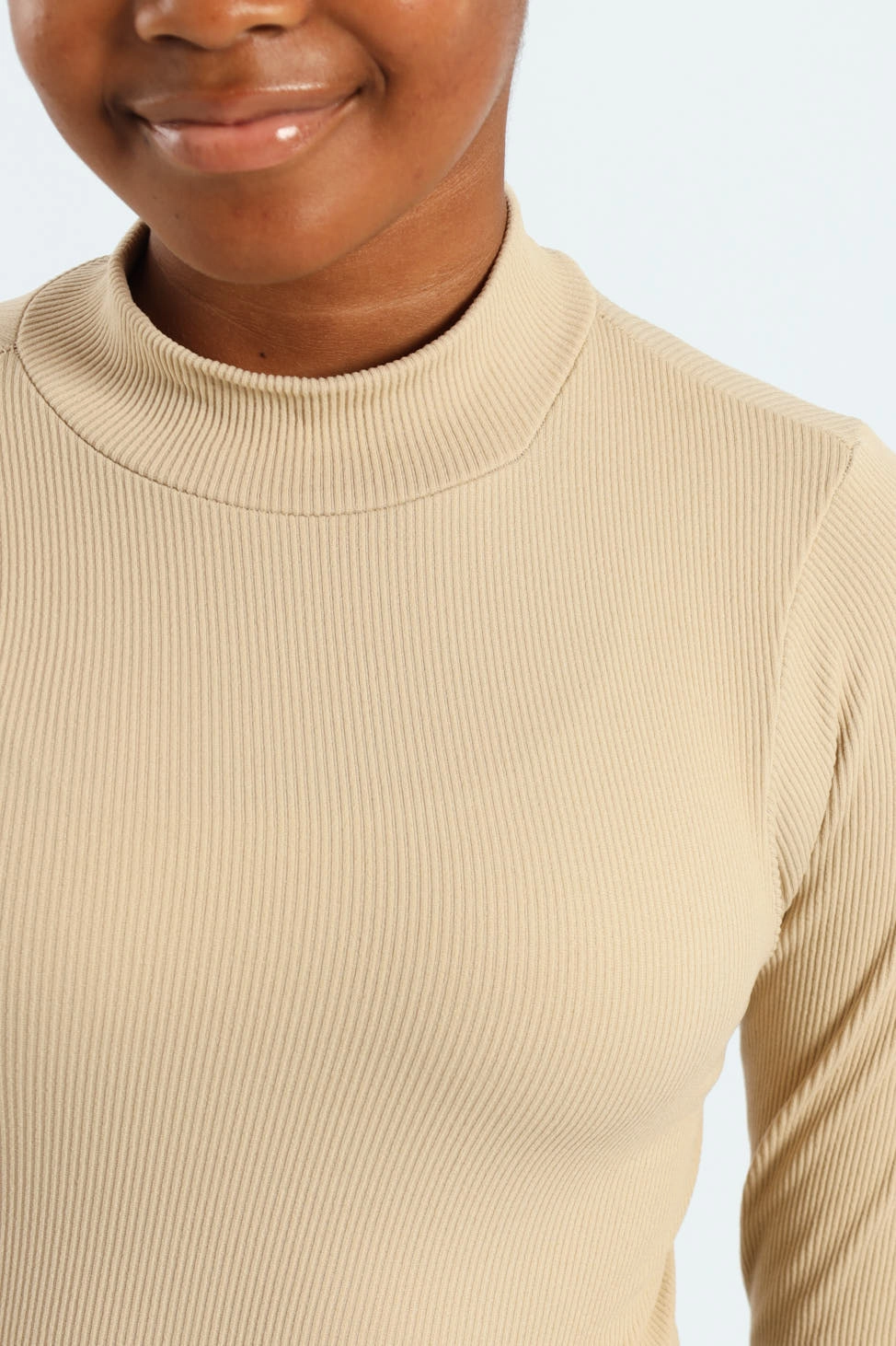 Girls Seamless Long Sleeve Bodysuit - Stone