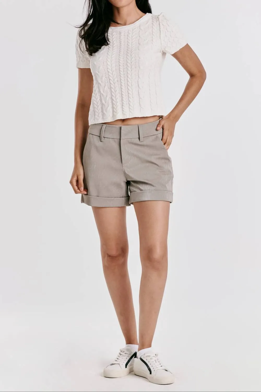 Hampton High Rise Coated Short In Silverstone Coated