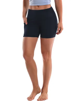 High Waist Side Pockets Gym Shorts darkblue_Gym