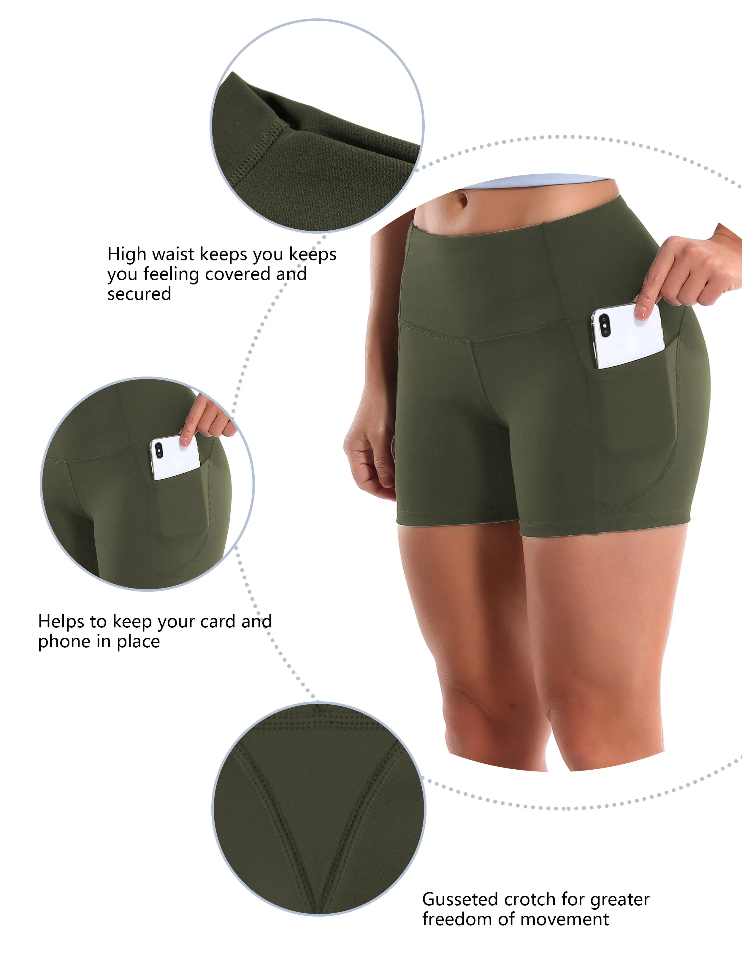 High Waist Side Pockets Gym Shorts green_Gym
