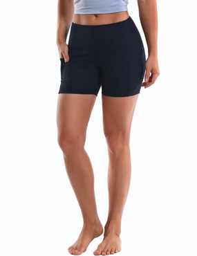 High Waist Side Pockets Tall Size Shorts darkblue_Tall Size