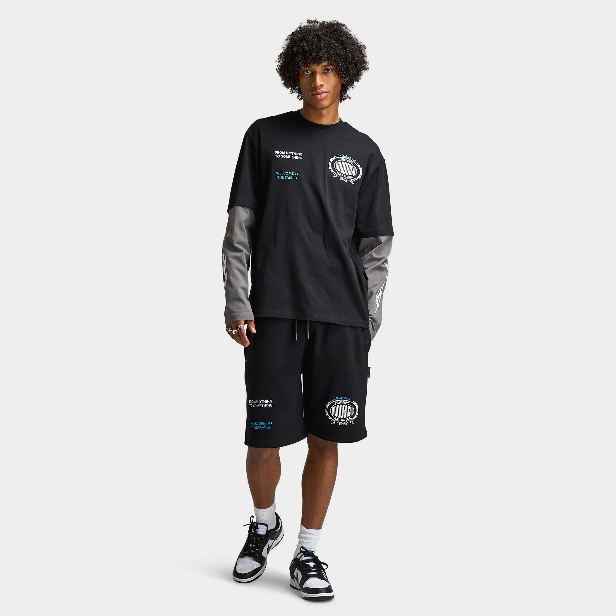 Hoodrich Noir V2 Oversized Shorts Black / White - Aquarius