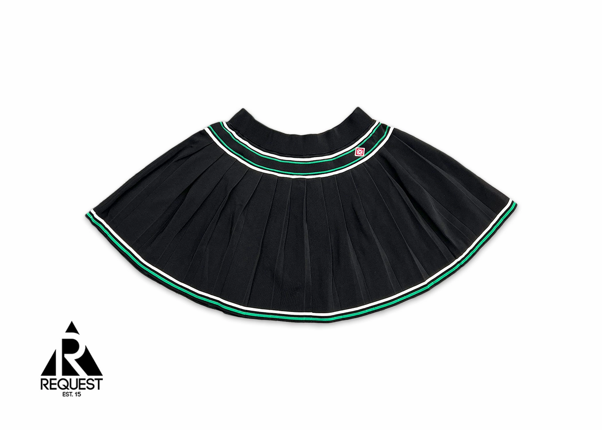 Knit Pleated Stripe Skirt Black (W)