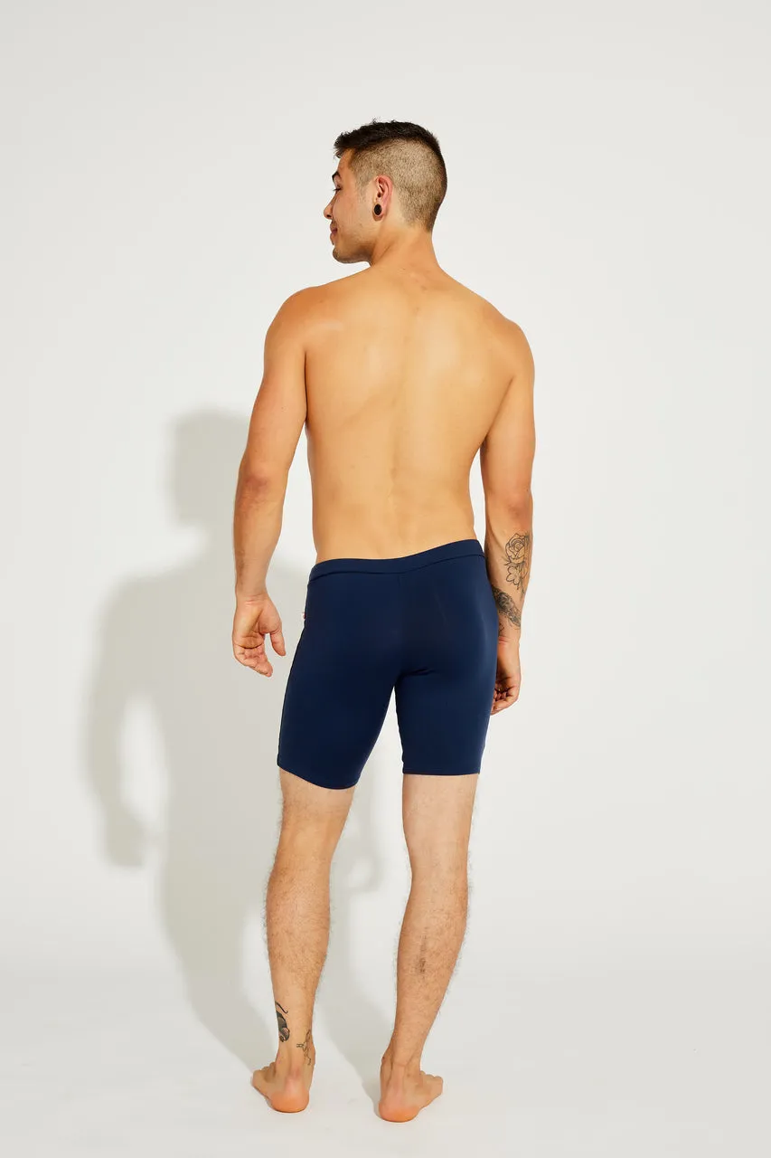 Men's Cycling Shorts, Navy Blue Supplex