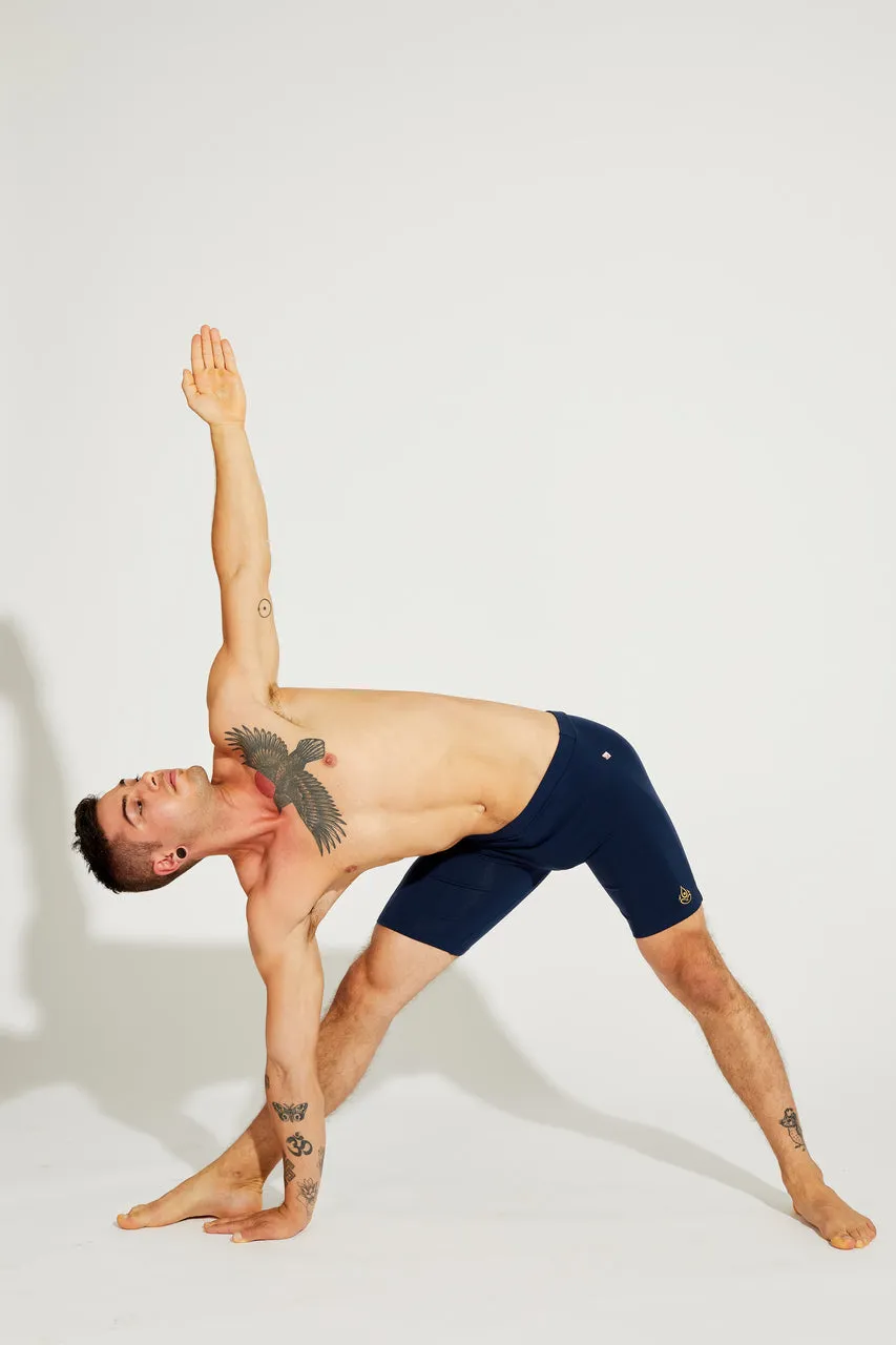 Men's Cycling Shorts, Navy Blue Supplex