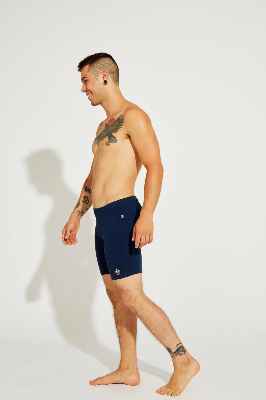 Men's Cycling Shorts, Navy Blue Supplex
