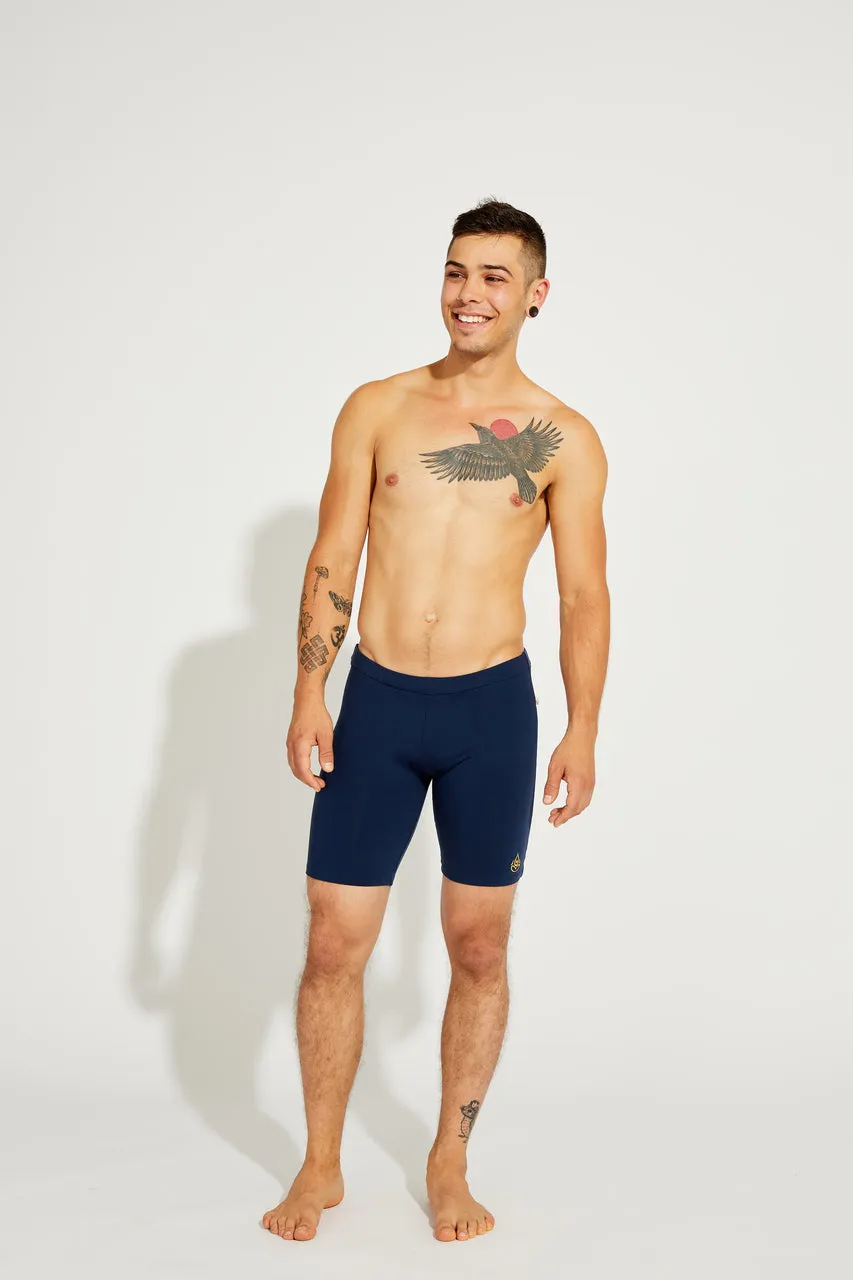 Men's Cycling Shorts, Navy Blue Supplex
