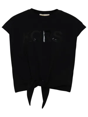 Michael Kors Logo Printed Knotted Crop Top