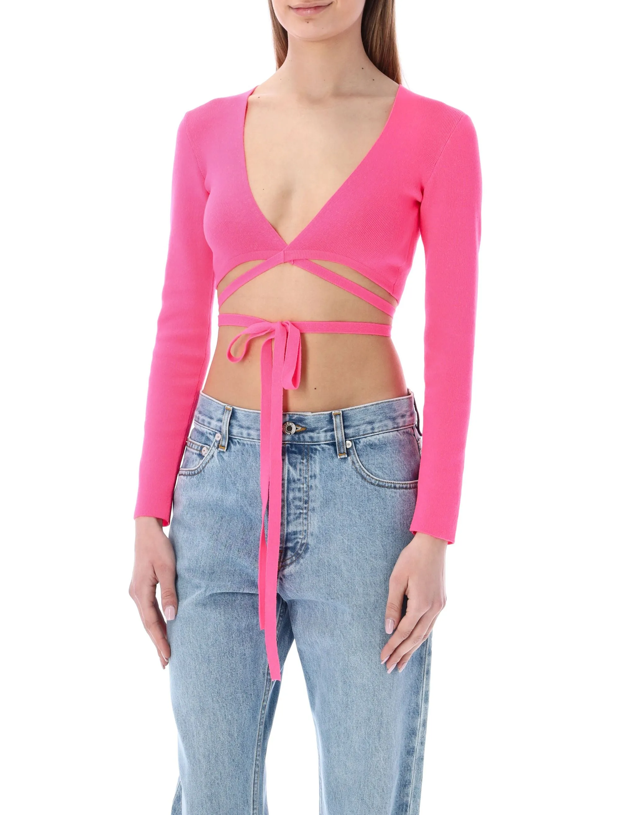 MSGM V-Neck Cropped Top