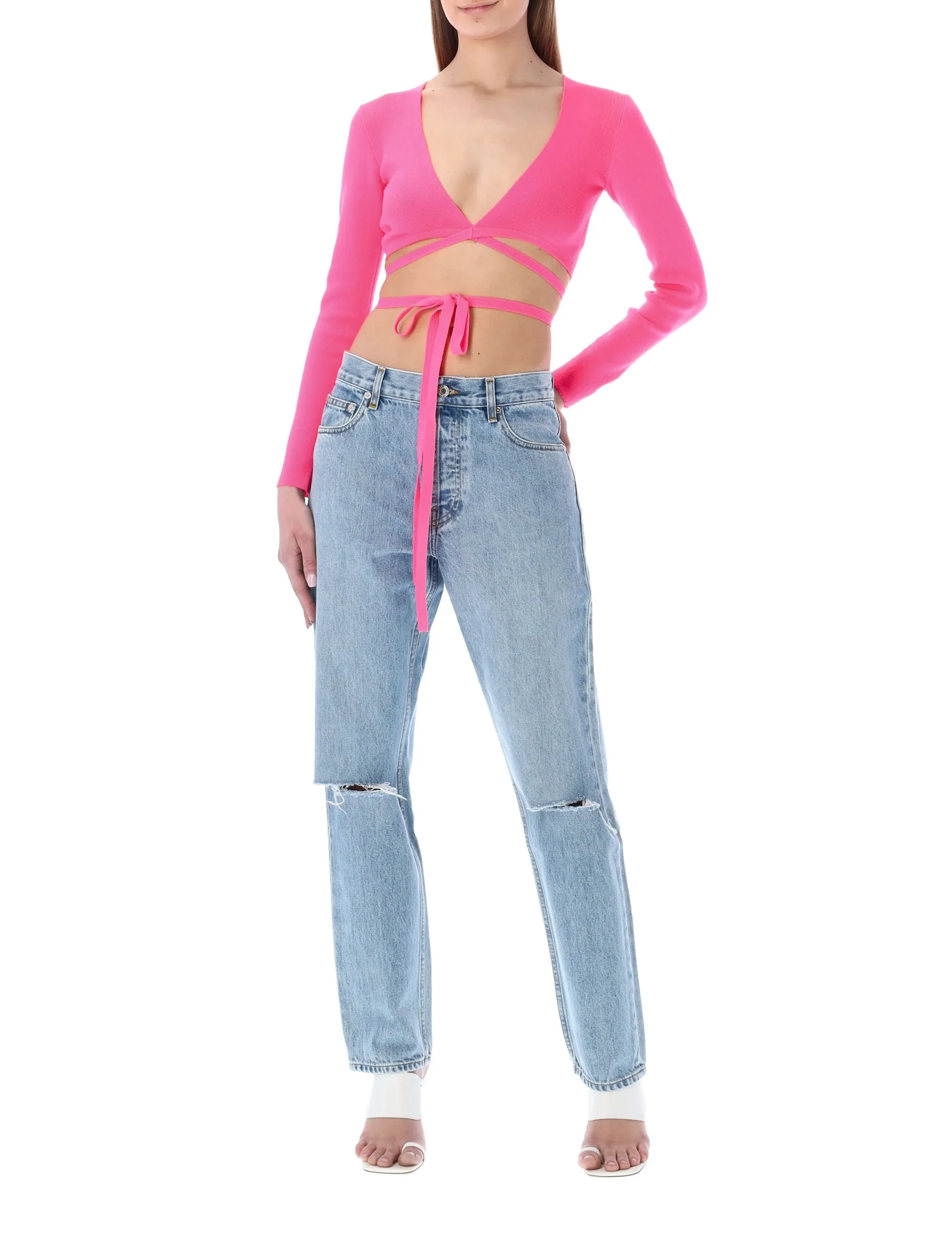 MSGM V-Neck Cropped Top