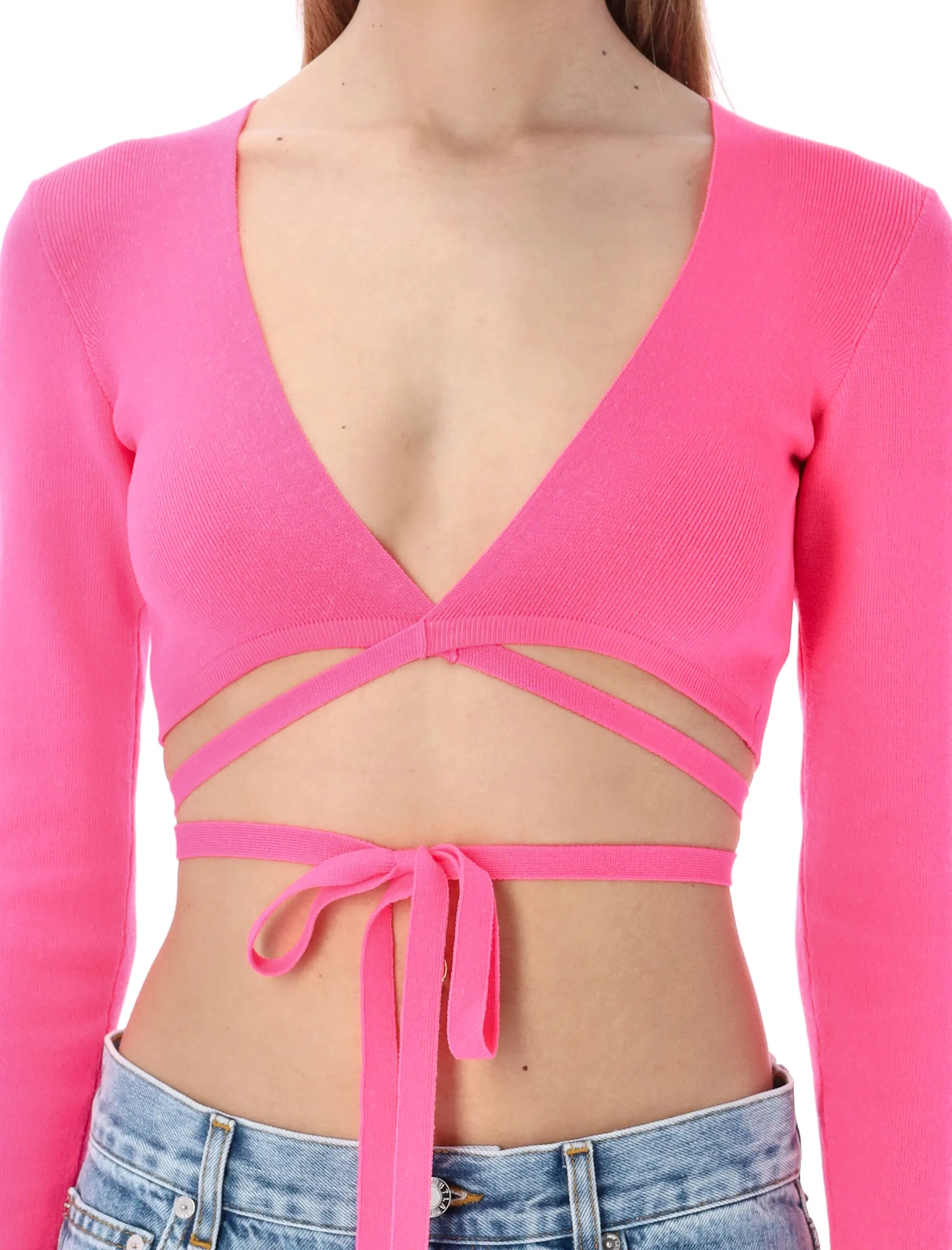 MSGM V-Neck Cropped Top