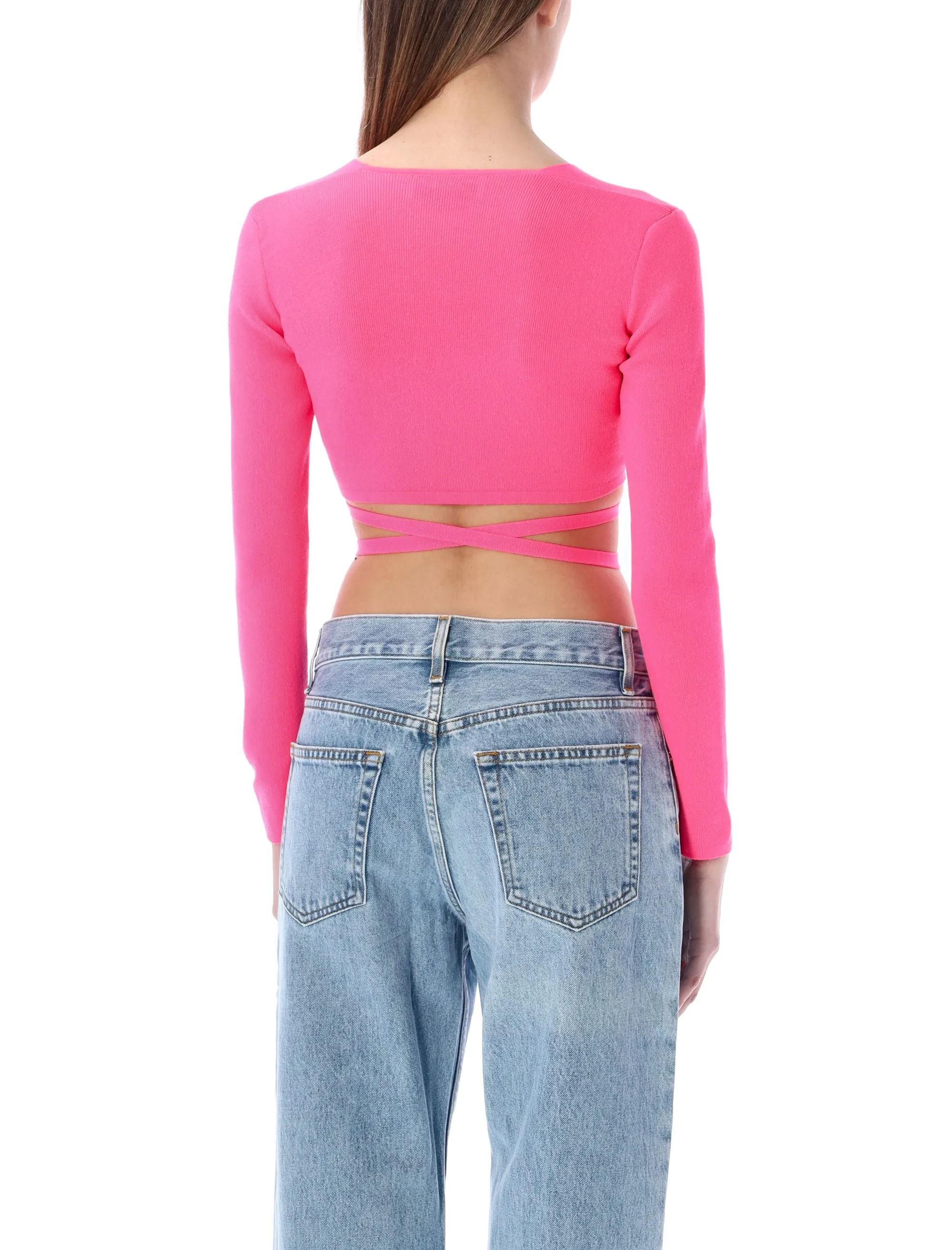 MSGM V-Neck Cropped Top